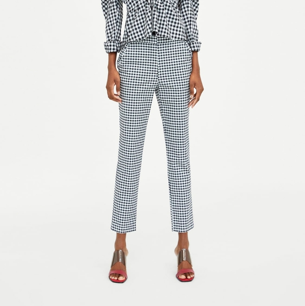 Zara ruffled check pants